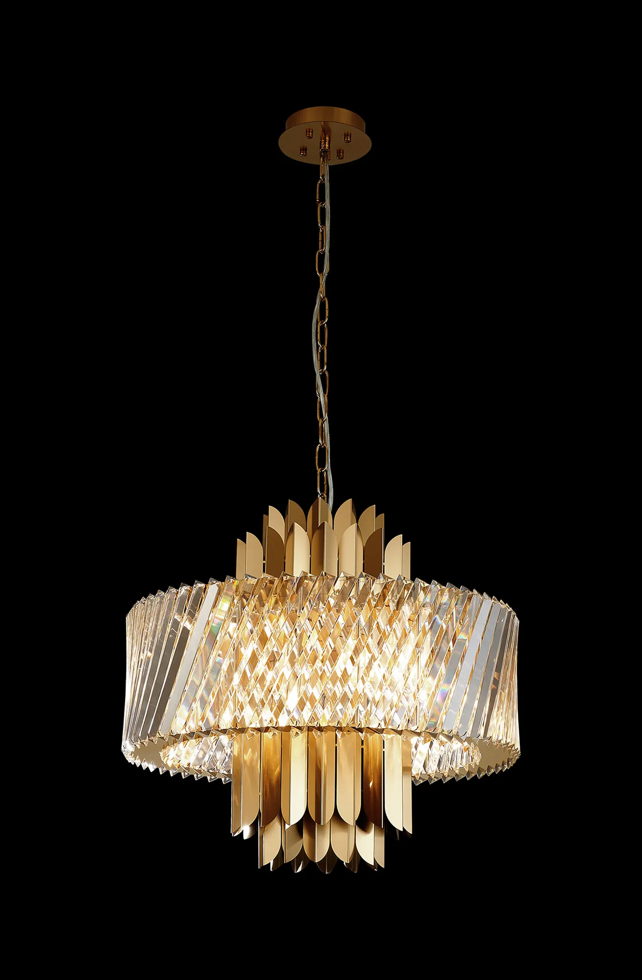 Lola Brass Crystal Ceiling Lights Diyas Statement Crystal Fittings